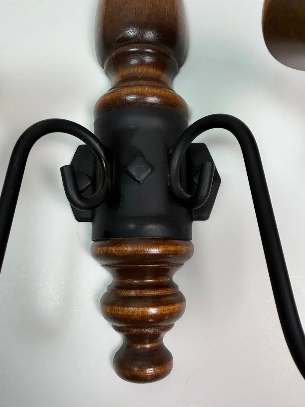 Vintage Wood & Metal 2 Arm Wall Candle Holder Sconce Farmhouse Cottagecore